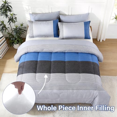 Couette réversible lit simple XL patchwork bleu ultra douce