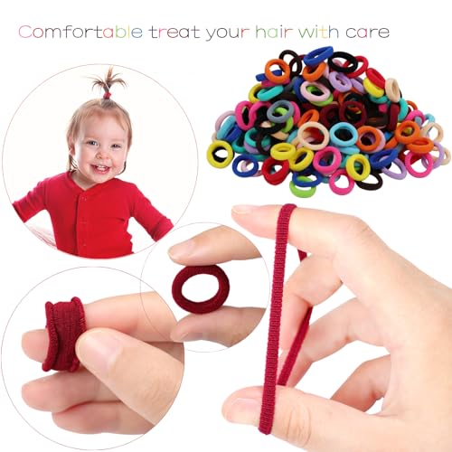 Image of 300PCS Cotton Toddler Hair Ties for Girls,No Crease Hair Ties | 1inch in Diameter,Girls Elastic Ponytail Holders,Kids Seamless Hair Bands for Baby Girls Infants Toddlers,Multicolor
