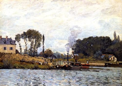 Tableau impressions d'art mural de 60x90cm avec bateaux sur le canal vintage pour chambre