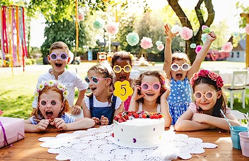 2/4/8/12/24 Pack Round Flower Sunglasses, Outdoor Kids Sunglasses Kit, 12 Color Options3