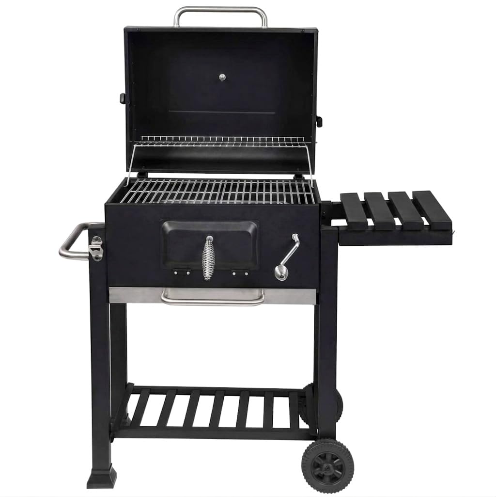 Meridiana Barbecue a Carbonella XXL con Coperchio e Termometro, Griglia in Acciaio Inox