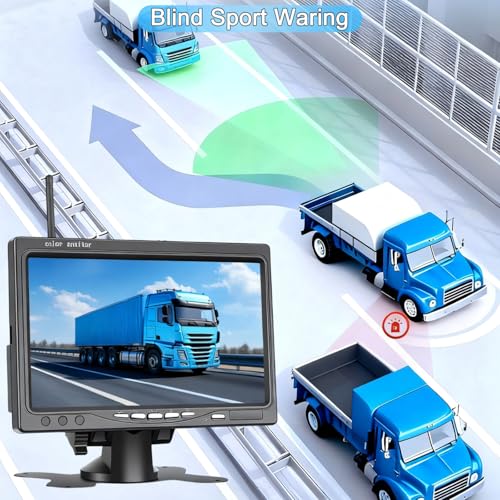 Wireless Reversing Camera Kit,Waterproof Night Vision Rear View Camera with 7 inch Monitor+16-LED Light Backup Camera System for Vans Bus Truck Van Trailer RV Campers Motor Home - Image 3