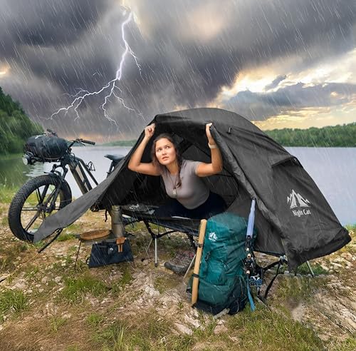 Night Cat Camping Cot Tent - Waterproof 1-Person Off-Ground Combo Cot Bed for Adults Portable Easy Set-up Tent Black 27.5'' Width by Night Cat - Image 6