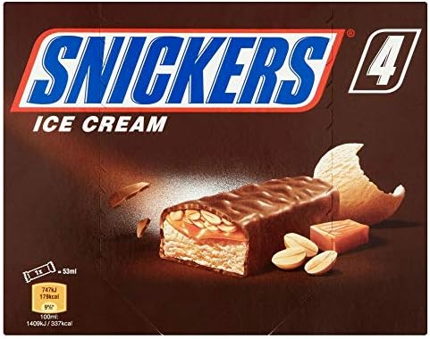 Snickers Chocolate Peanut Ice Cream Bar 4 x 53ml