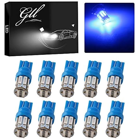 Grandview 350 Lumens Blue T10 194 168 921 W5W 7014 10-SMD LED Interior Lights Bulb Car Replacement Lights Truck License Plate Front Rear Sidemarker Light Dome Map LED Bulbs 12V DC 10-Pack Cover
