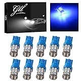 Grandview 350 Lumens Blue T10 194 168 921 W5W 7014 10-SMD LED Interior Lights Bulb Car Replacement Lights Truck License Plate Front Rear Sidemarker Light Dome Map LED Bulbs 12V DC 10-Pack
