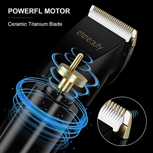 ETEREAUTY Hair Clippers for Men, Cordless Hair Trimmer, Rechargeable Beard Trimmer - with Titanium Ceramic Blade, LED Display, 3 Adjustable Speeds Beard Trimmers - Thumbnail 3