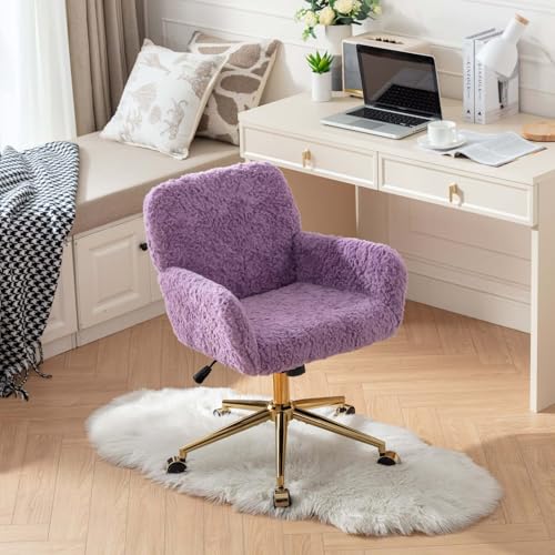 Purple Faux Fur Vanity Chair