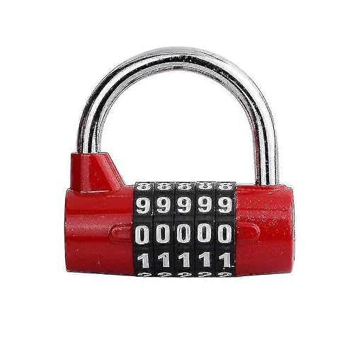 Joyhappst Image Color 5-Digit Combination Padlock, Suitable For Gym Lockers And Tool Boxes (Red)