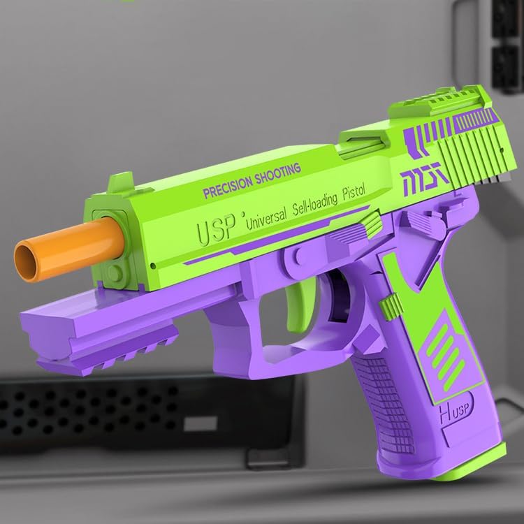 Miniatura 5 de Pistola de juguete de expulsión de conchas, juegos de disparos de acción automática de tracción hacia atrás, juguete modelo educativo para regalos