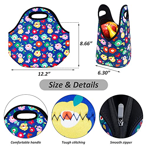 Youbdm Neoprene Lunch Bags Thermal Insulated Lunch Tote Bag Reusable Washable Neoprene Picnic Bag For Women Men (Butterfly Flowers) #TOP4