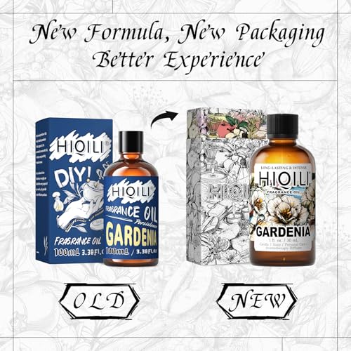 Image of HIQILI Gardenia Fragrance Oil, DIY Women Perfume & Body Spray - 1 Fl Oz | Add to Essential Oil Diffuser, DIY Candle & Soap, Long-Lasting Floral Scent, Pet Safe, Graduated Dropper Included