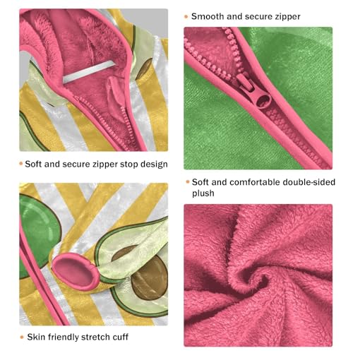 OTVEE Cute Avocado Fruit Stripes Kids Hoodie Jacket Fall Spring Full Zip Warm Outwear Coat3