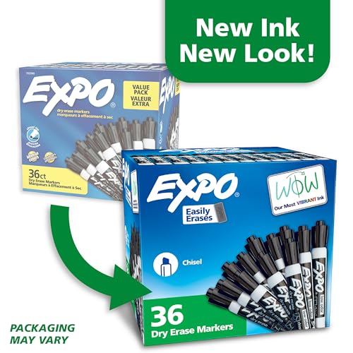 expo dry erase markers chisel tip black low-odor perfect for whiteboards non-porous surfaces amp home offices pack of 1 36 count total
