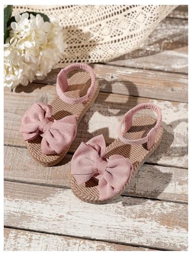 GORGLITTER Girl's Sandals Dress Bow Open Toe Ankle Strap Straw Flats Summer Cute Beach Vacation Slide Shoes2