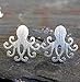 Octopus Stud Earrings Brushed Sterling Silver Handmade in USA