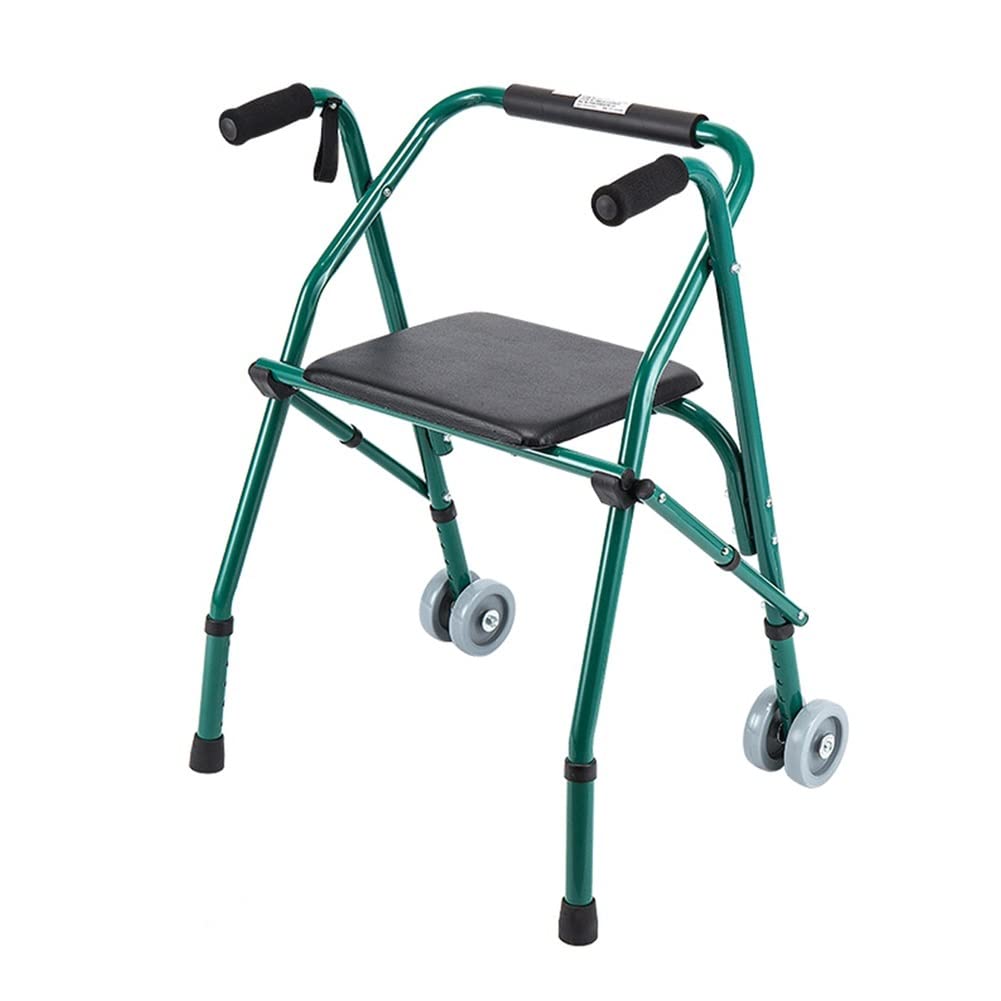 Buy Folding 2 Wheel Walker with Seat Support Walking Frame Lightweight