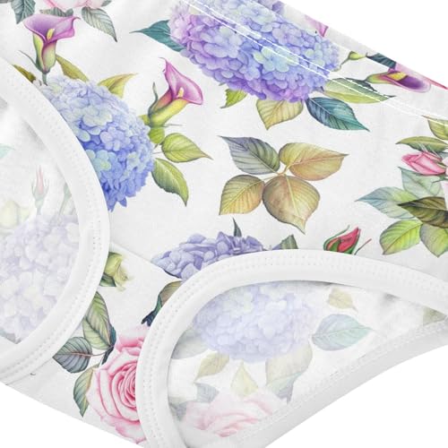 Joisal Cotton Toddler Underwear Floral Watercolor Pink Blue Roses Floral Little Girl Panties Aesthetic Briefs Kids Undies 2t4