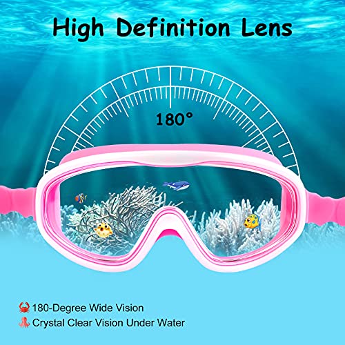 Cooloo Kids Swim Goggles For Age 3-15, 2 Pack Kids Goggles For Swimming With Nose Cover, No Leaking, Anti-Fog, Waterproof #TOP2
