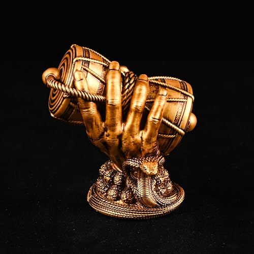 Image of Artarium Traditional Resin Shiva Damru Idol Antique Shivji Sheshnag Bholenath Blessings Murti for Car Dashboard Home Decor Pooja Room Gift Item (Shiva Damru Antique 3 Inch)