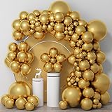 Luftballons Gold, 5/10/12/18 Zoll Metallic Gold Dickes Latex Helium Ballons, 81 Stück Glänzendes Goldene Chrom Luftballon Girlande Ballonbogen, Gold Partyballons für Geburtstag Verlobung Party Deko