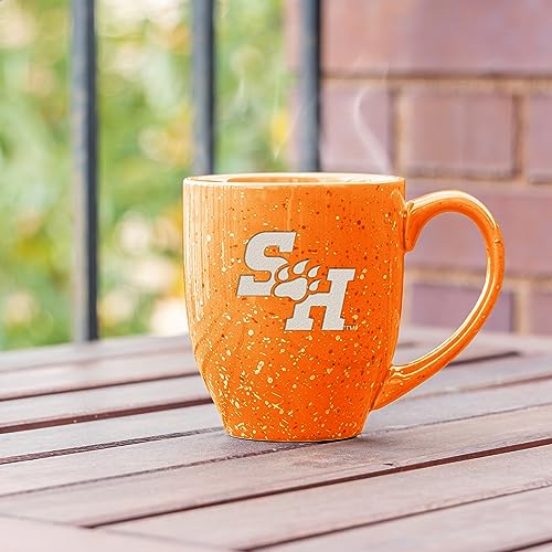 Image of Rico Industries NCAA Sam Houston State Bearkats Orange Personalized 16 oz Team Color Laser Engraved Speckled Ceramic Coffee Mug