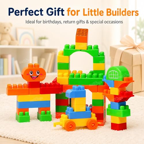 Image of Zest 4 Toyz Building Blocks for Kids 75 Pieces Construction Toy Puzzle Game Creative Building Set Educational Learning Activity Blocks Brain Development Toy for Boys Girls 3+ Years
