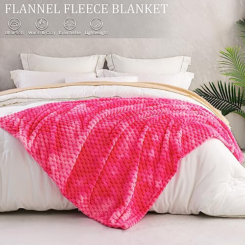 Image of Exclusivo Mezcla Queen Size Fleece Blanket for Bed, 90x90 Inches Stylish Jacquard Velvet Soft Blanket, Fuzzy Cozy Lightweight for Winter, Tie-dye Hot Pink