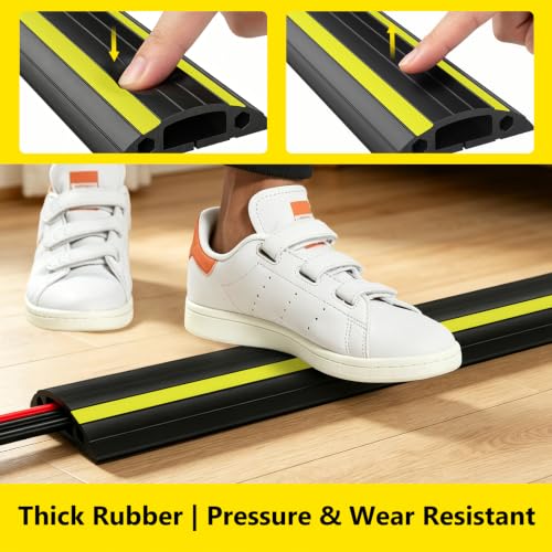 Image of Eapele Floor Cord Cover 6.5ft Cord Covers for Wires on Floor, Linkable Heavy Duty Extension Cord Cover, Rubber Floor Cable Cover, Prevent Trip Hazard for Sidewalk Home Office Outdoor or Indoor