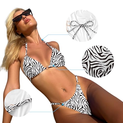 Image of MIKETAI Sexy Bikinis for Women 2 Piece Bikini Spaghetti Strap Swimsuits Solid Color Bathing Swimwear Triangle Bathing Suit