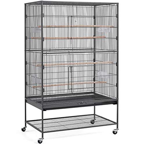 Topeakmart X-Large Parrot Cage Bird Cage with Rolling Stand for Medium Birds Cockatiels Quaker Green Cheek Sun Conure African Grey, 60.5inch