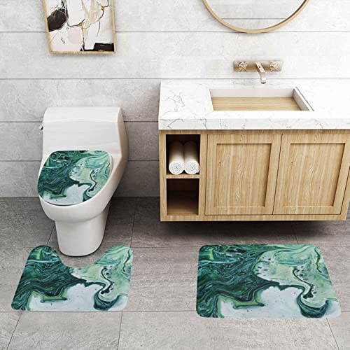 Badematten Set 3 Teilig,Toilettenmatte Set,3Er Badgarnitur Badezimmer Matte Set Dusch Bade Matte Vorleger Teppich 3D… – Bild 3