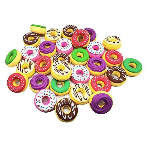 DOYIFun Pack of 24 Donuts Pencil Erasers, Donuts Puzzle Erasers Food Pencil Erasers for Party Supplies Favors Kids Reward Gift