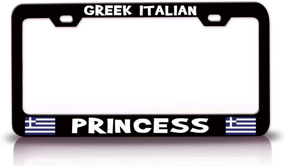 Greek Italian Princess Greek Greece Metal Black Car SUV Truck License Plate Frame n32