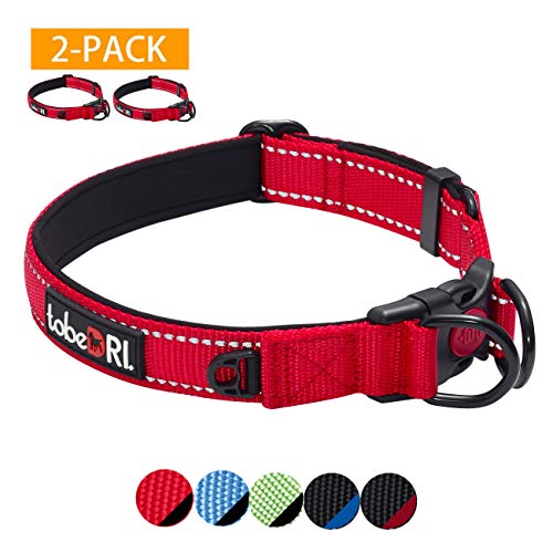 tobeDRI Comfortable Dog Collar Padded with Soft Neoprene Reflective and Adjustable Dog Collars