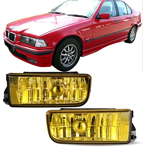 Winjet OEM Series for [1992 1993 1994 1995 1996 1997 1998 BMW 3 Series E36 318i 320i 323i 325i 328i] Driving Fog Lights (Yellow)