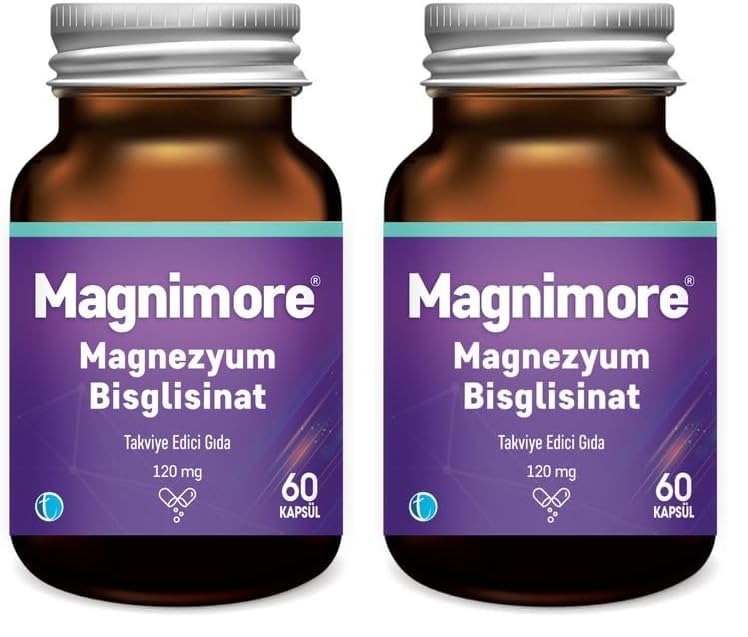 Magnimore Magnezyum Bisglisinat 60 Bitkisel Kapsül 120 mg (2 paketi)