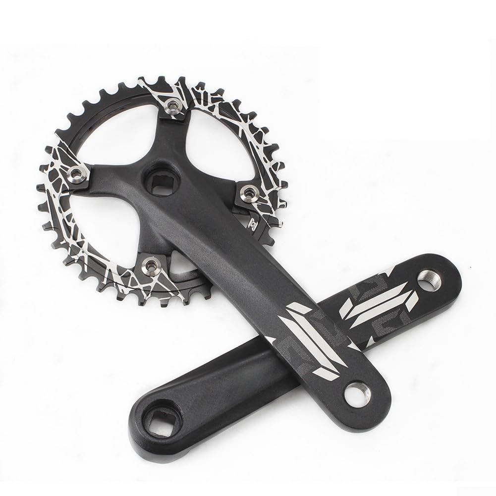 Guarnitura per bici a velocità singola, 32/34/36/38T, in lega di alluminio, quadrata, accessorio di ricambio per mountain bike e bici da strada (manovella + 32T)