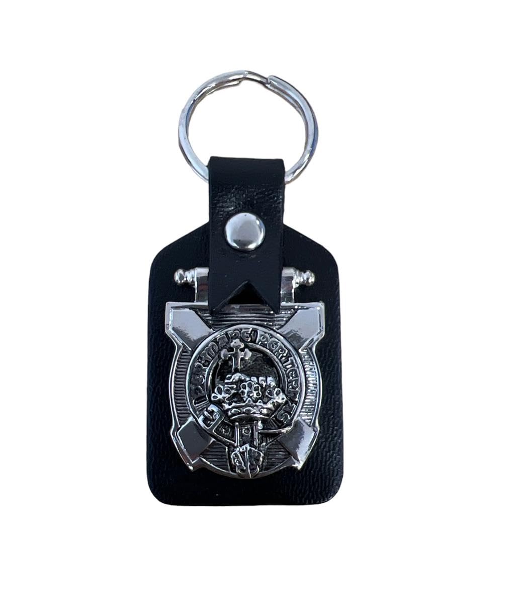 Kilts Wi Hae MacDonald of the Isles Clan Crest Pewter & Leather Keyring Key Fob