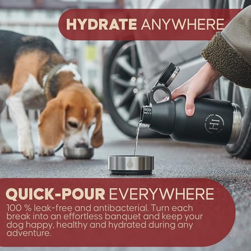 Portable Dog Water Bottle 32 Oz with 2 Bowls Attached and Carrier Bag - Insulated Stainless Steel Pet Travel Water Bottle for Dogs with Portable Dog Food and Water Bowl for Hiking Camping - Image 4