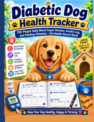 Diabetic Dog Health Tracker: 130 Pages, Daily Blood Sugar Monitor, Insulin Log, and Feeding Schedule | Pet Health Record Book