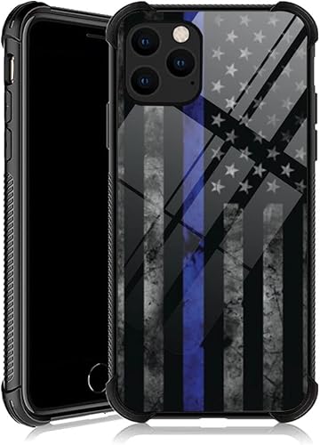 DJSOK Funda para iPhone 11, funda para iPhone 11 con bandera de policía estadounidense para hombres y mujeres, diseño de parachoques trasero, a