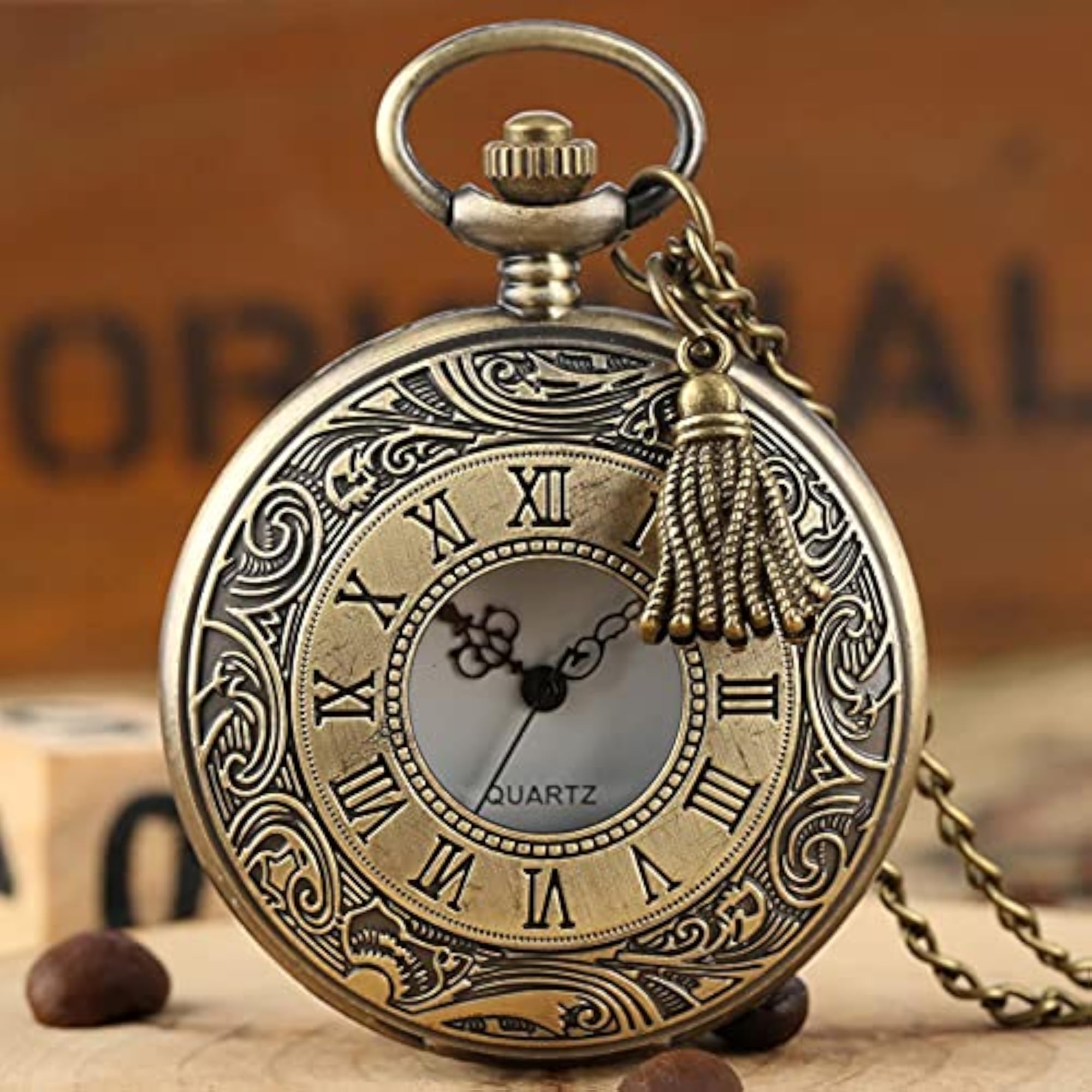 Pocket Watch Pendant with Chain for Husband, Unique Gift