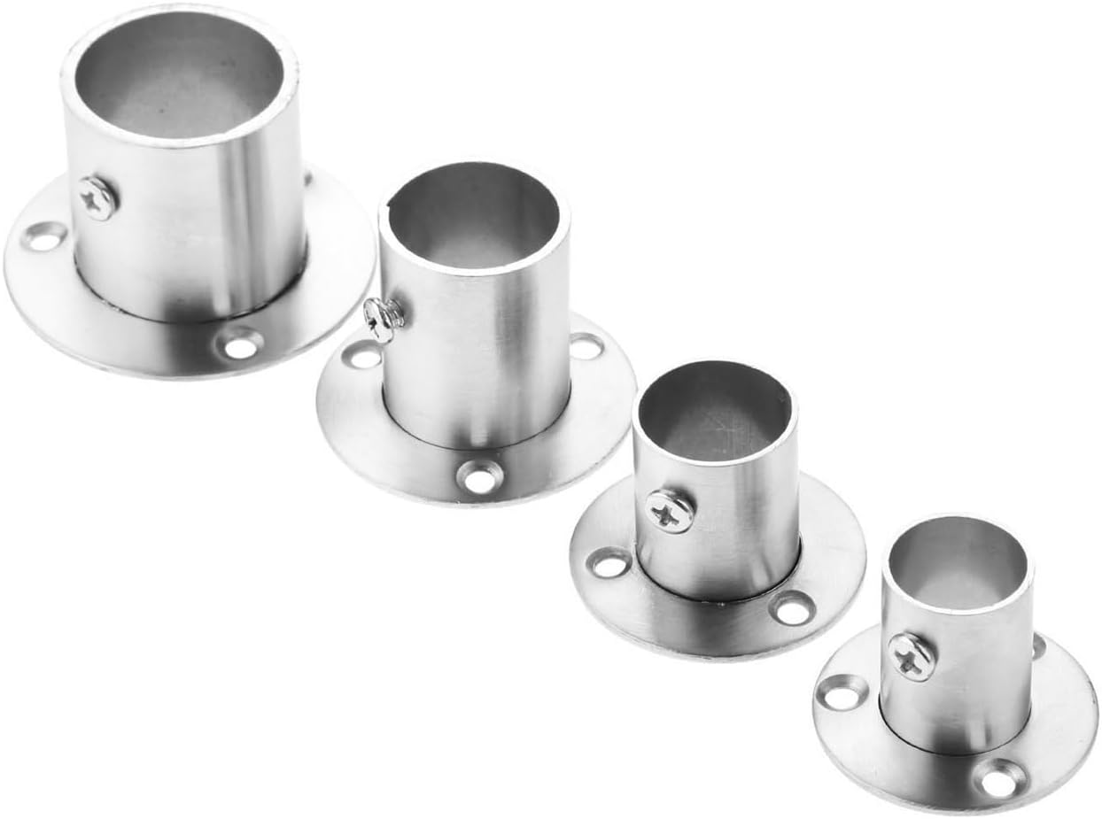 2Pcs Closet Wardrobe Hanging Rail Rod Socket End Supports Bracket Flanges Holder Stainless Steel Tube Pipe Hanger 19/22/25/32mm(22mm)