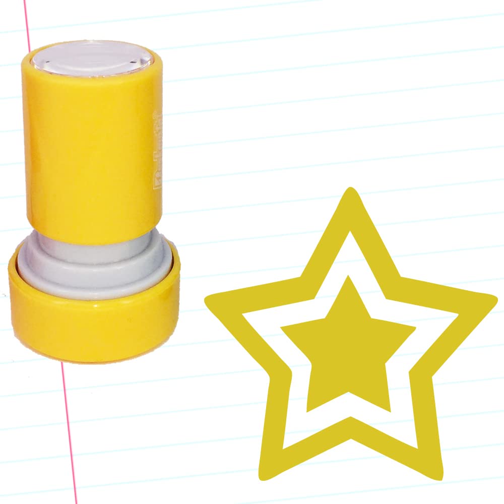 Classroom Capers Gold Star Craft/Teacher Stamp. Self-Inking, 22Mm, Reinkable, Quality Stamper For Marking And Praise.
