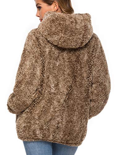 ANRABESS Women Long Sleeve Zipper Sherpa Fleece Sweatshirt Soft Fade Fleece Pullover Outwear Coat A115kaqi-S