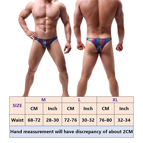 Yoobng Sexy Men's Underwear Modal G-String Thongs Bulge Pouch Jockstrap T-Back Strings (Medium, Rainbow Briefs#1Pcs) #TOP6