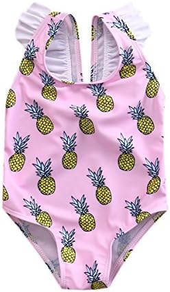 ITFABS Baby Girl Pineapple Print Bikini Ruffles Swimsuits Backless Bathing Suits for Toddler Girls (80(6-12 Months), Pink)