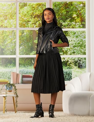 Image of Styli Women Polyester Accordion Pleated A-Line Midi Skirt | Stylish Casual Skirt for Women | Comfortable Office & Everyday Wear | Perfect for Travel, Party & Outfits