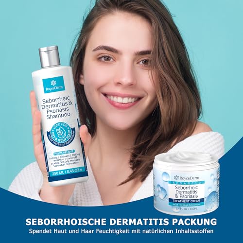 RoyceDerm Seborrhoisches Schuppenflechte Kopfhaut Shampoo: Neurodermatitis Anti-Schuppen Kopfhaut Shampoo bei kopfhaut & Körper - Seborrheic Dermatitis Schuppenflechte Shampoo